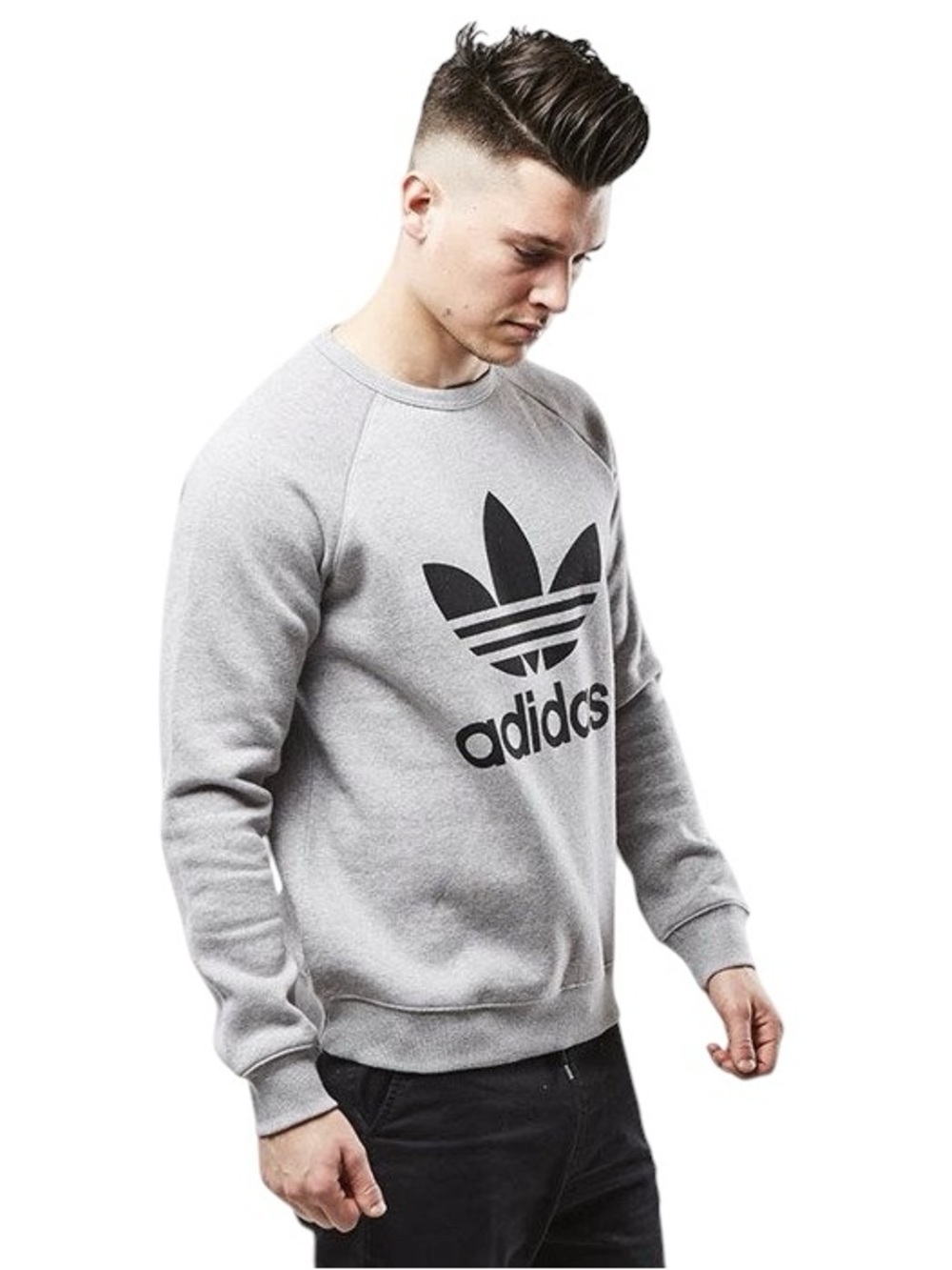 Adidas‎ Originals Trefoil Crewneck Heather Grey Pullover Sweatshirt Size Medium